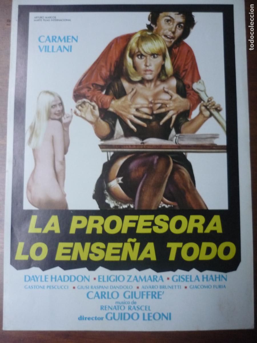 Cine: la profesora lo ense&ntilde;a todo - guia publicitaria original - carmen villani cine erotico