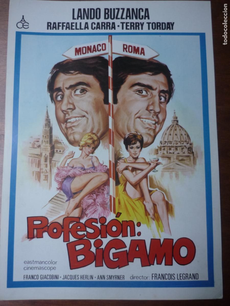 Cine: profesion bigamo - guia publicitaria original - raffaella carra lando buzanca