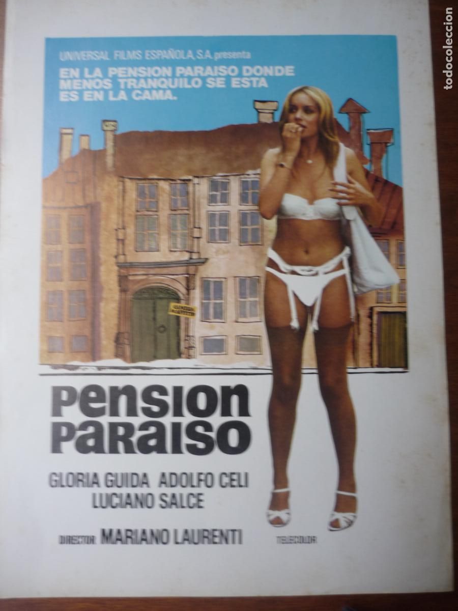 Cine: pension paraiso - guia publicitaria original - gloria guida adolfo celi lino banfi cine erotico