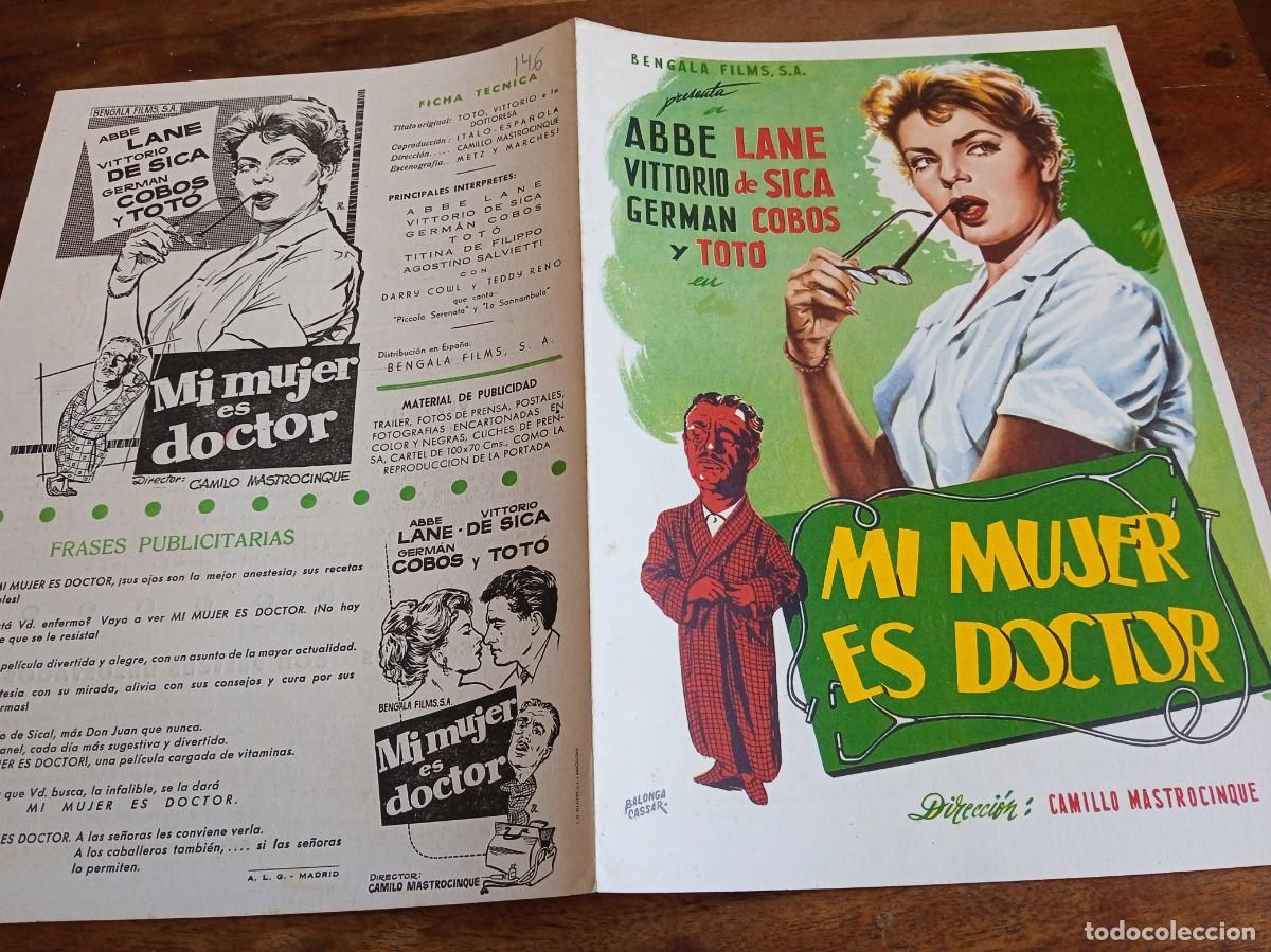 Cine: Mi mujer es doctor - Tot&ograve;, Abbe Lane, Vittorio De Sica - Guia original Bengala Films 1959