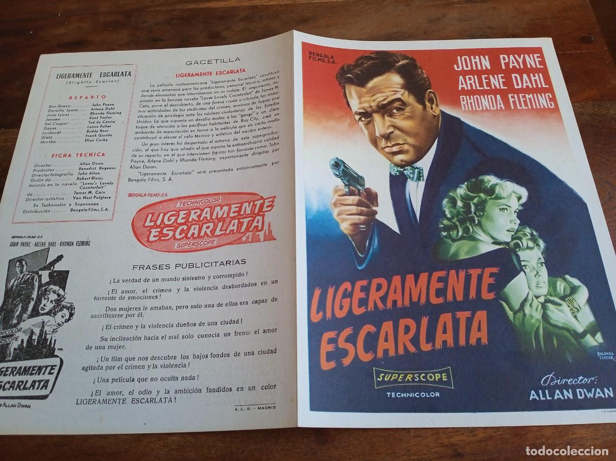 Cine: Ligeramente escarlata - John Payne, Arlene Dahl, Rhonda Fleming - Guia original Bengala Films 1959