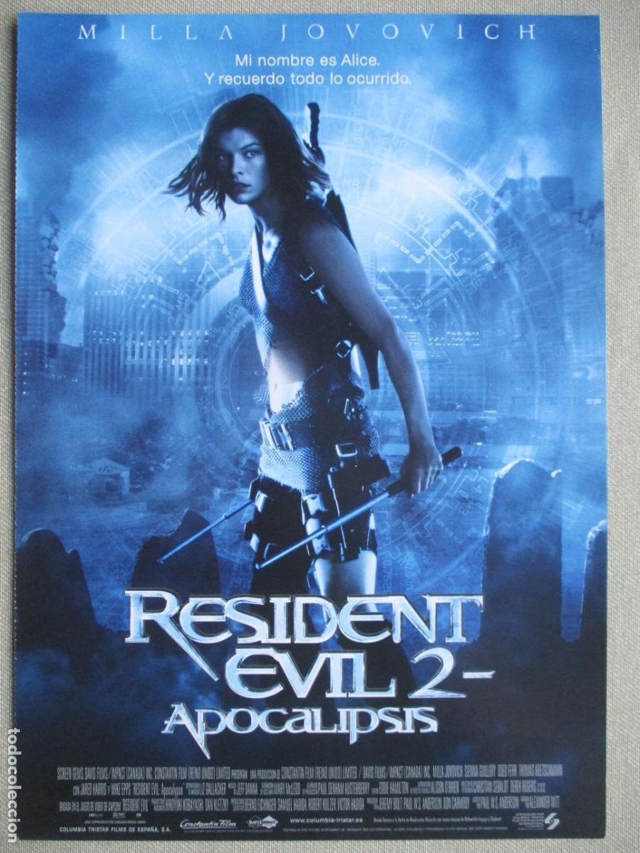 Cine: RESIDENT EVIL 2 APOCALIPSIS. GUIA ORIGINAL ESTRENO. PEDIDO MINIMO EN GUIAS 10 EUROS.