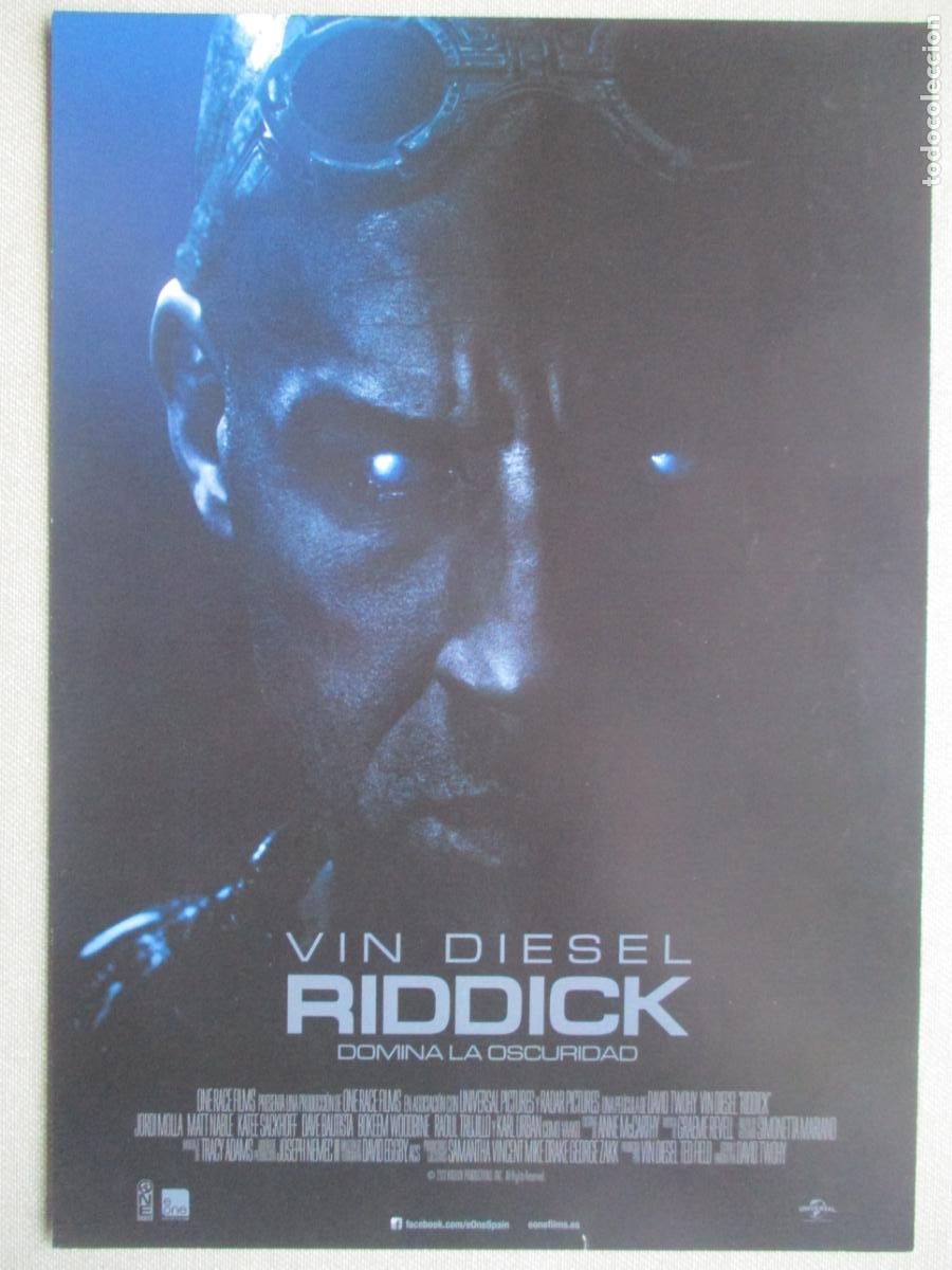 Cine: RIDDICK. GUIA ORIGINAL ESTRENO. PEDIDO MINIMO EN GUIAS 10 EUROS.