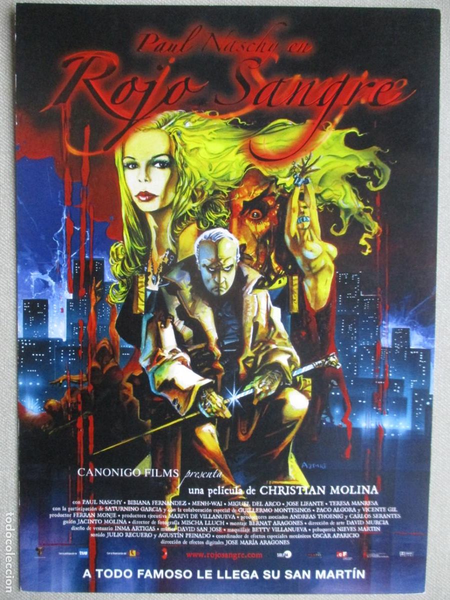 Cine: ROJO SANGRE. GUIA ORIGINAL ESTRENO (SOLO PORTADA). PEDIDO MINIMO EN GUIAS 10 EUROS.