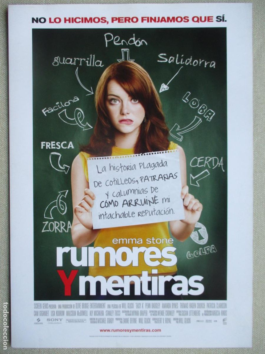 Cine: RUMORES Y MENTIRAS. GUIA ORIGINAL ESTRENO. PEDIDO MINIMO EN GUIAS 10 EUROS.