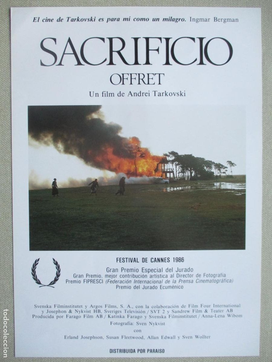 Cine: SACRIFICIO. GUIA ORIGINAL ESTRENO. PEDIDO MINIMO EN GUIAS 10 EUROS.