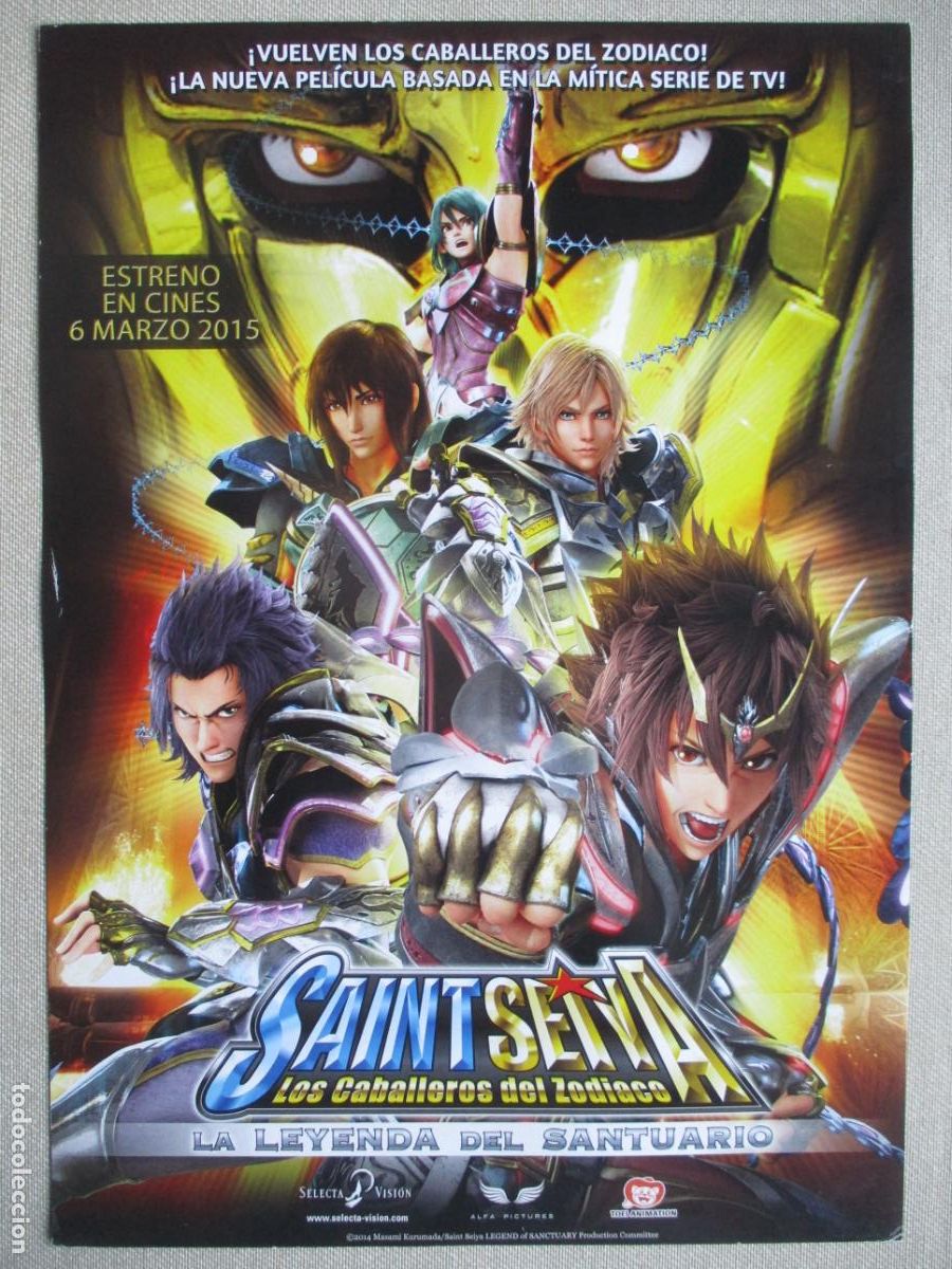 Cine: SAINT SEIYA LOS CABALLEROS DEL ZODIACO. GUIA ORIGINAL ESTRENO. PEDIDO MINIMO EN GUIAS 10 EUROS.