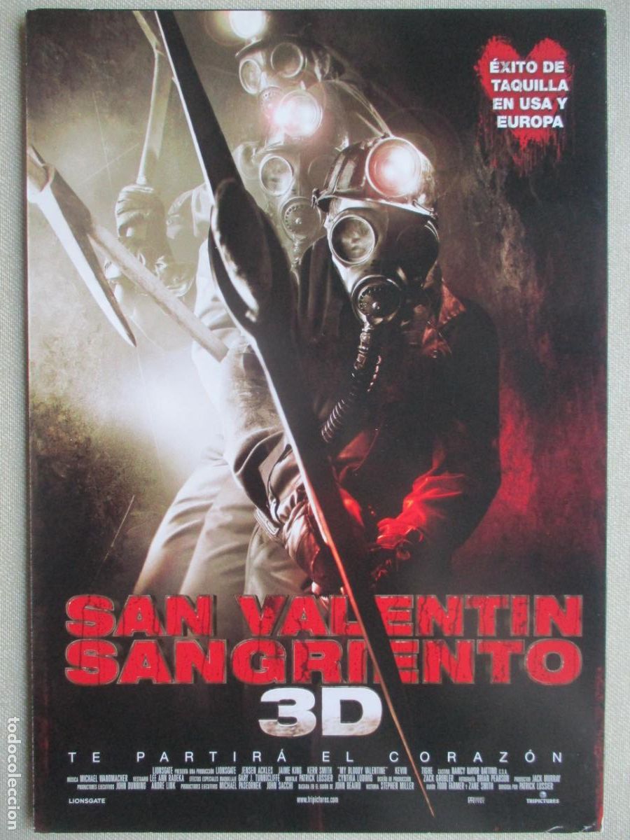 Cine: SAN VALENTIN SANGRIENTO. GUIA ORIGINAL ESTRENO. PEDIDO MINIMO EN GUIAS 10 EUROS.