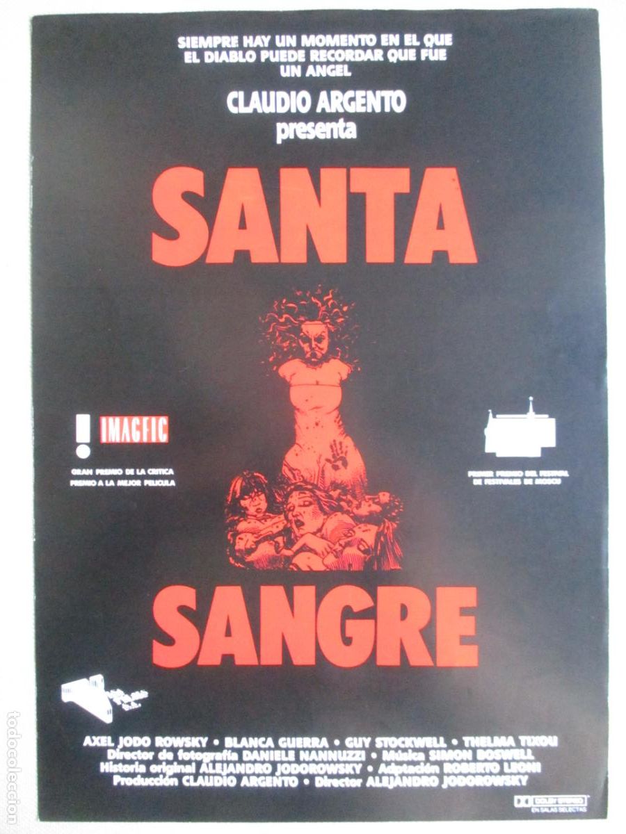 Cine: SANTA SANGRE. GUIA ORIGINAL ESTRENO. PEDIDO MINIMO EN GUIAS 10 EUROS.