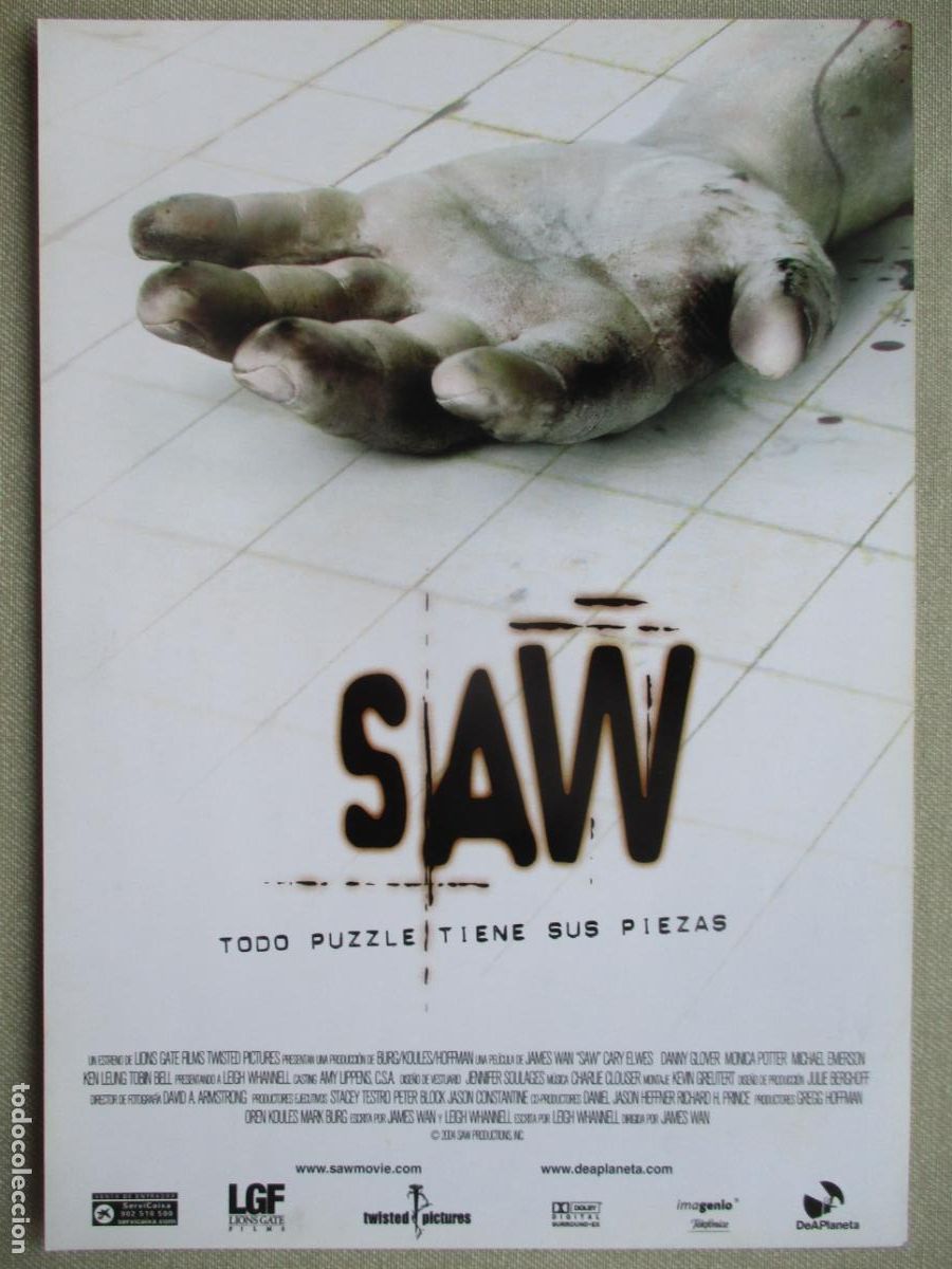Cine: SAW. GUIA ORIGINAL ESTRENO. PEDIDO MINIMO EN GUIAS 10 EUROS.