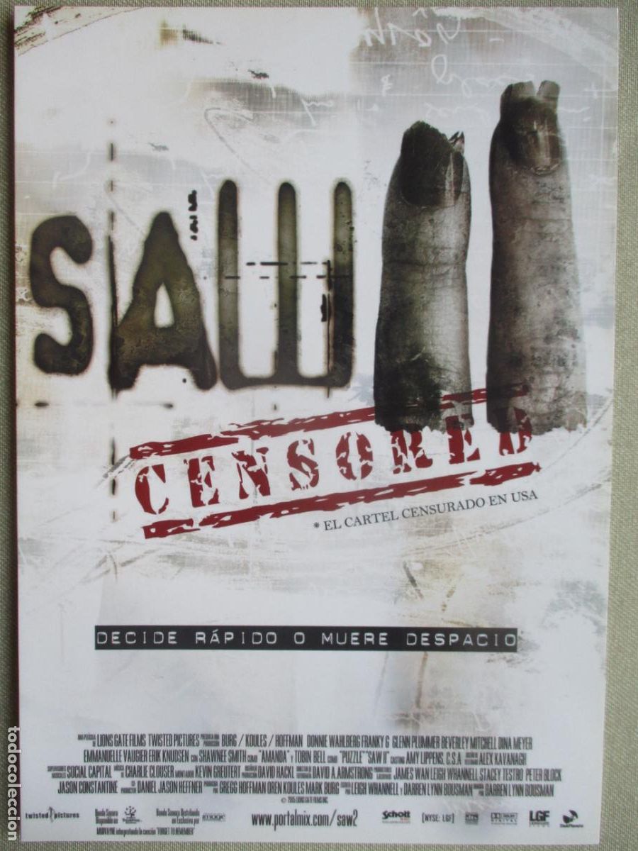 Cine: SAW II. GUIA ORIGINAL ESTRENO. PEDIDO MINIMO EN GUIAS 10 EUROS.