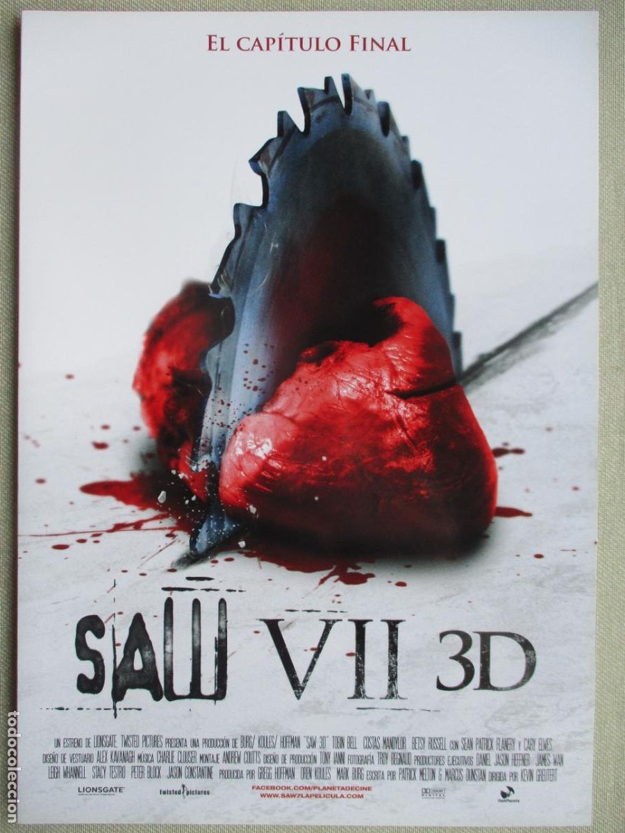 Cine: SAW VII. GUIA ORIGINAL ESTRENO. PEDIDO MINIMO EN GUIAS 10 EUROS.