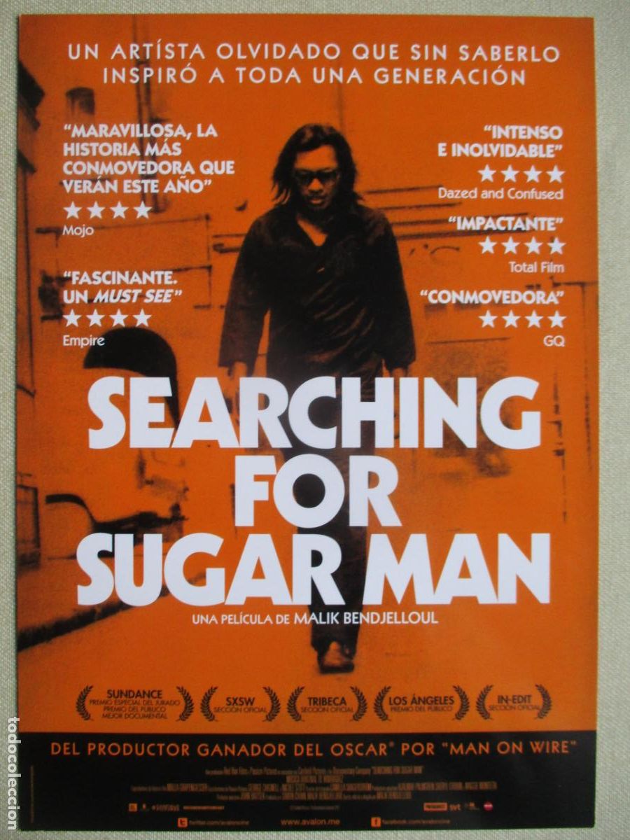 Cine: SEARCHING FOR SUGAR MAN. GUIA ORIGINAL ESTRENO. PEDIDO MINIMO EN GUIAS 10 EUROS.