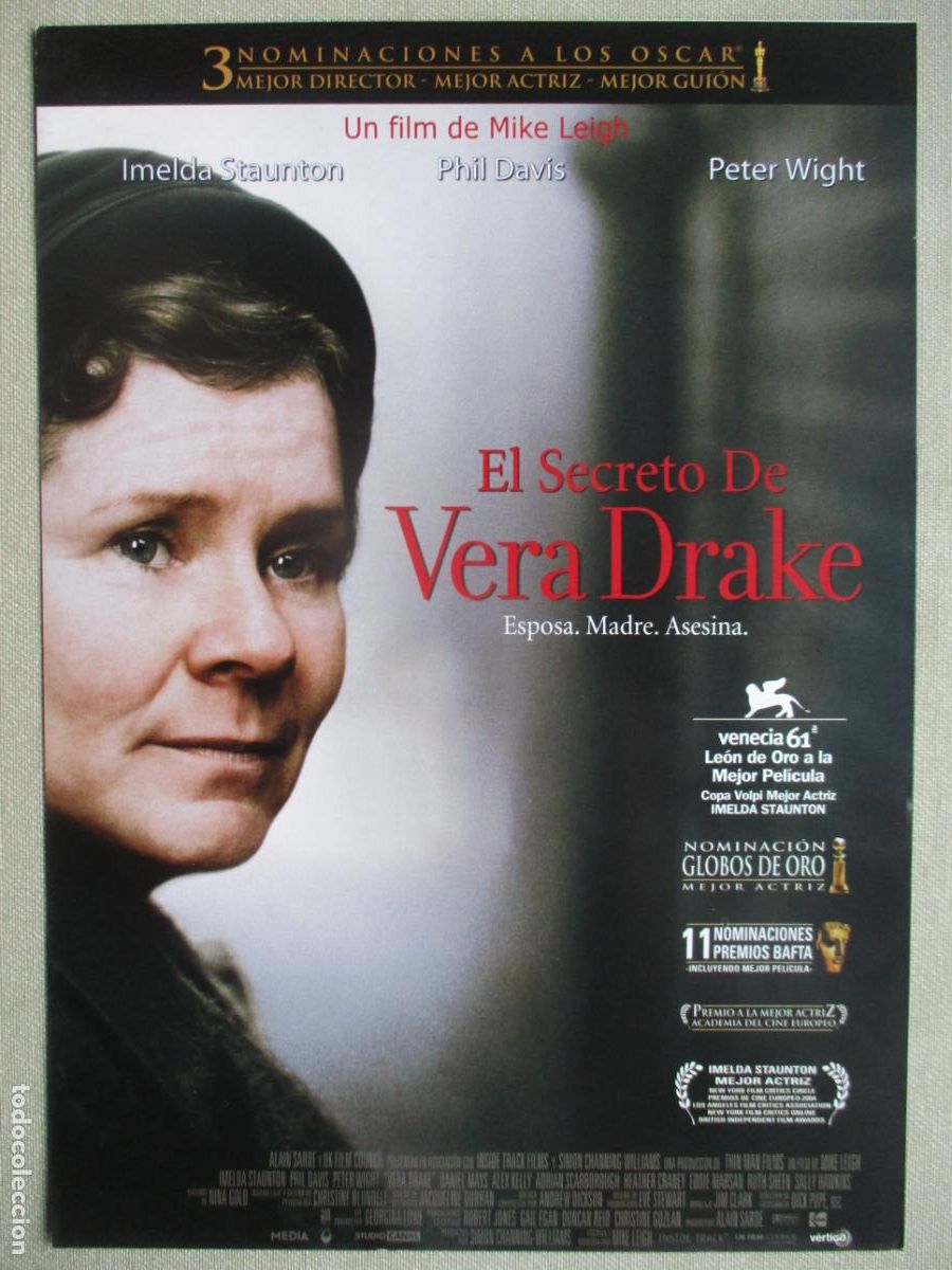 Cine: EL SECRETO DE VERA DRAKE. GUIA ORIGINAL ESTRENO. PEDIDO MINIMO EN GUIAS 10 EUROS.
