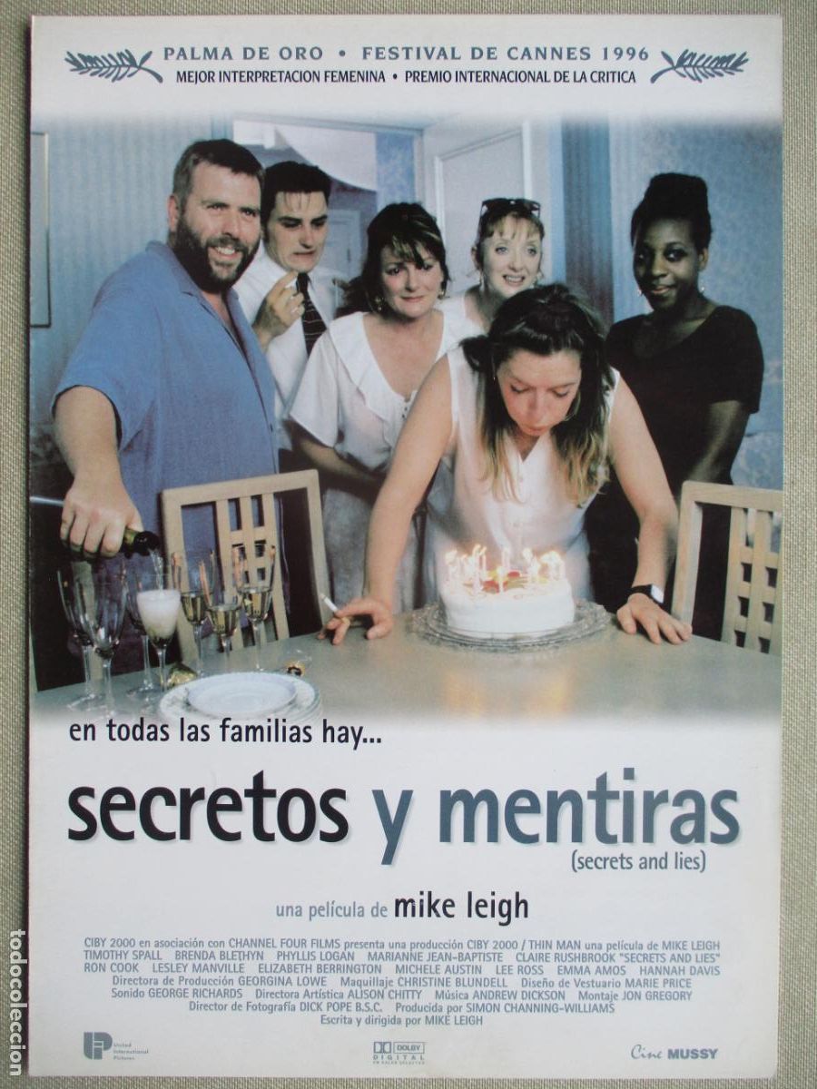 Cine: SECRETOS Y MENTIRAS. GUIA ORIGINAL ESTRENO. PEDIDO MINIMO EN GUIAS 10 EUROS.