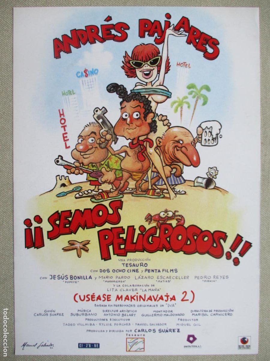 Cine: &iexcl;SEMOS PELIGROSOS!. GUIA ORIGINAL ESTRENO. PEDIDO MINIMO EN GUIAS 10 EUROS.