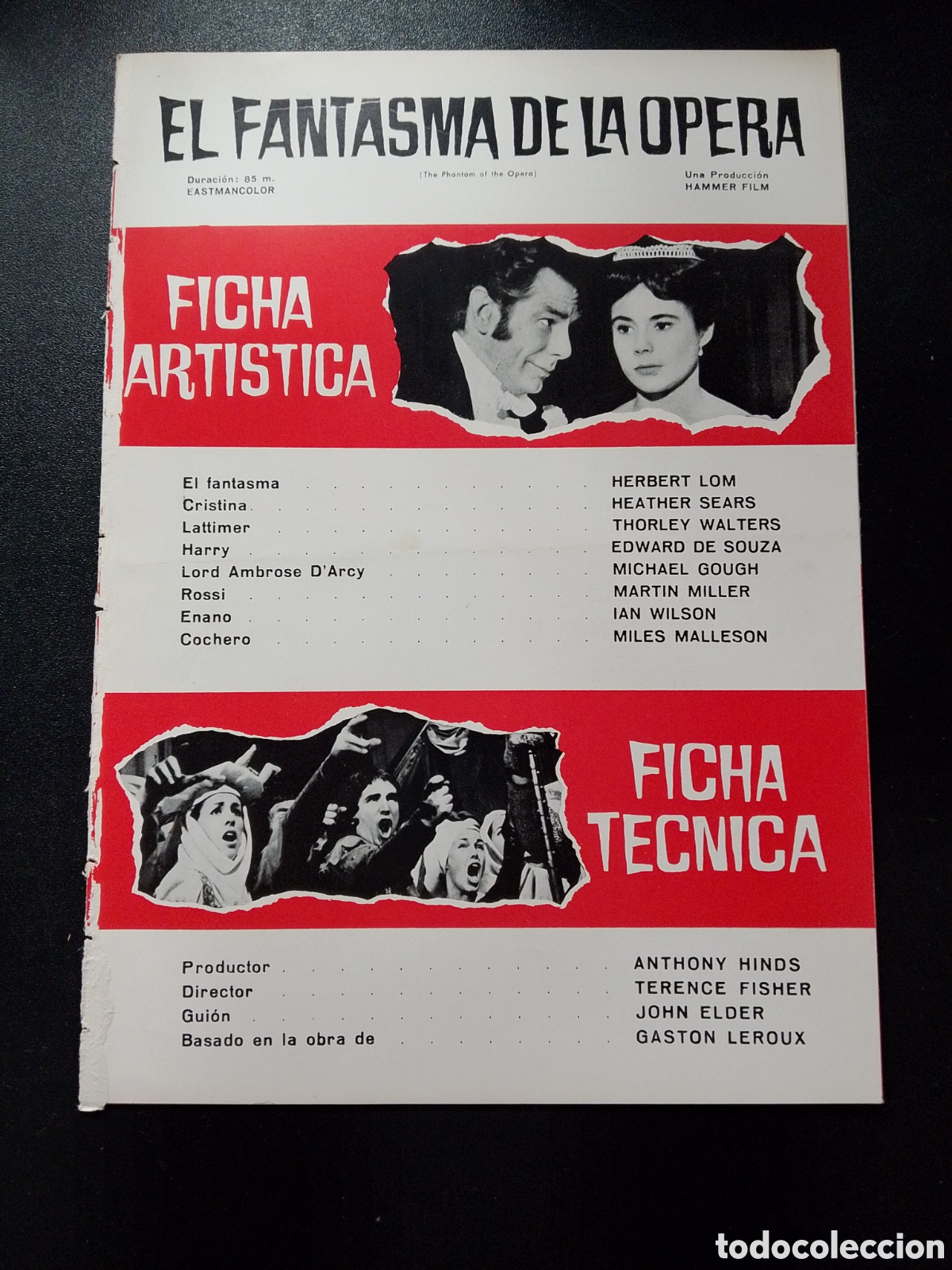 Cine: EL FANTASMA DE LA OPERA 1962 - HELBERT LOM GUIA DE CINE ORIGINAL CA84