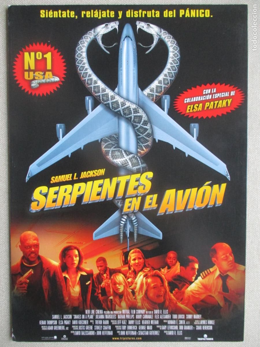Cine: SERPIENTES EN EL AVION. GUIA ORIGINAL ESTRENO. PEDIDO MINIMO EN GUIAS 10 EUROS.