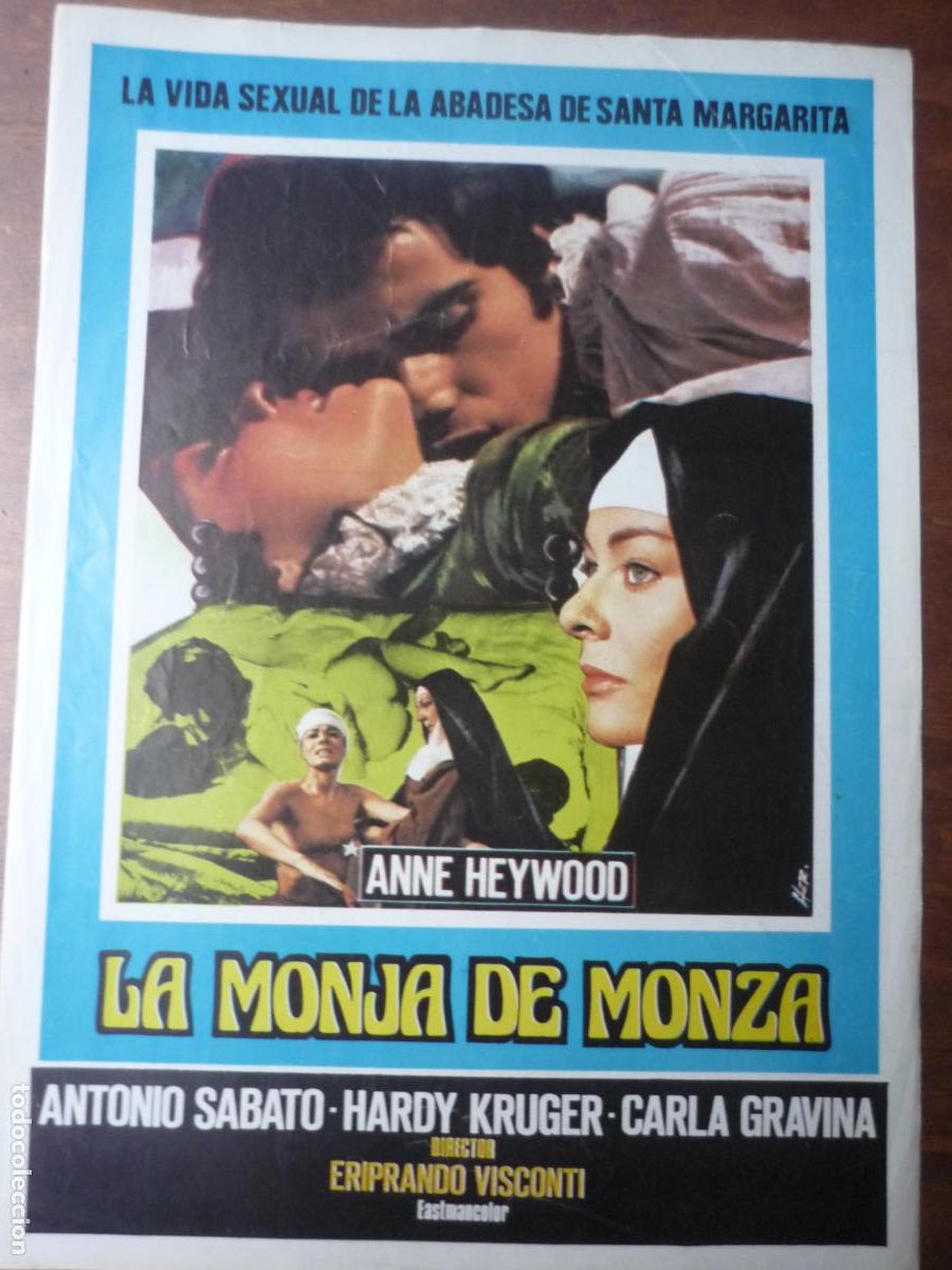 Cine: la monja de monza - guia publicitaria original - anne heywood antonio sabato Hardy Kr&uuml;ger