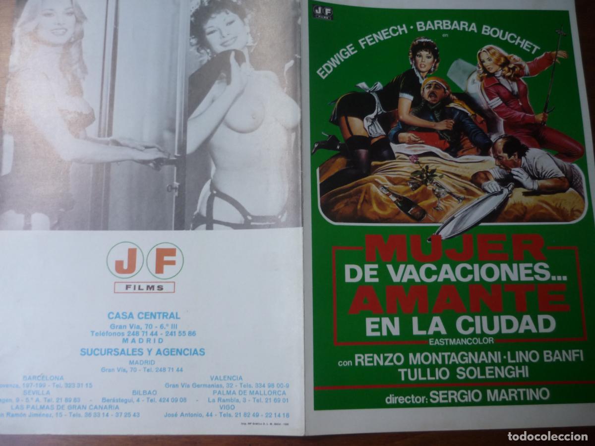 Cine: mujer de vacaciones amante en la ciudad - guia publicitaria original - Edwige Fenech Barbara Bouchet