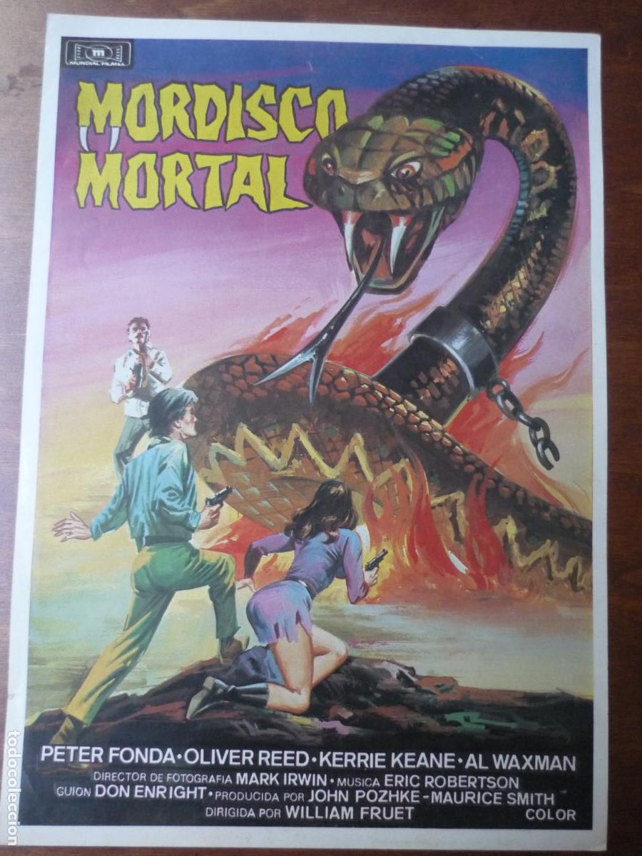 Cine: mordisco mortal - guia publicitaria original - peter fonda oliver reed kerrie keane terror serie b