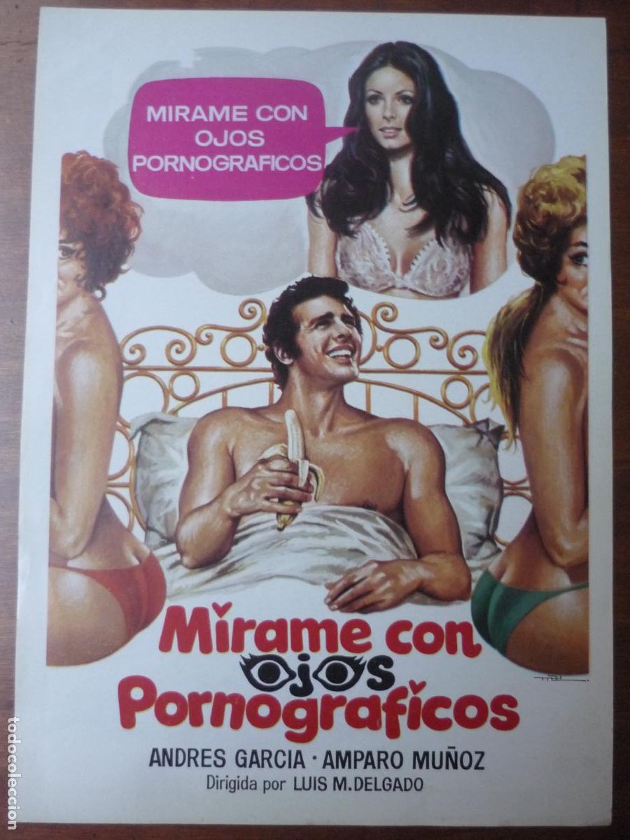 Cine: mirame con ojos pornograficos - guia publicitaria original - amparo mu&ntilde;oz andres garcia cine erotico