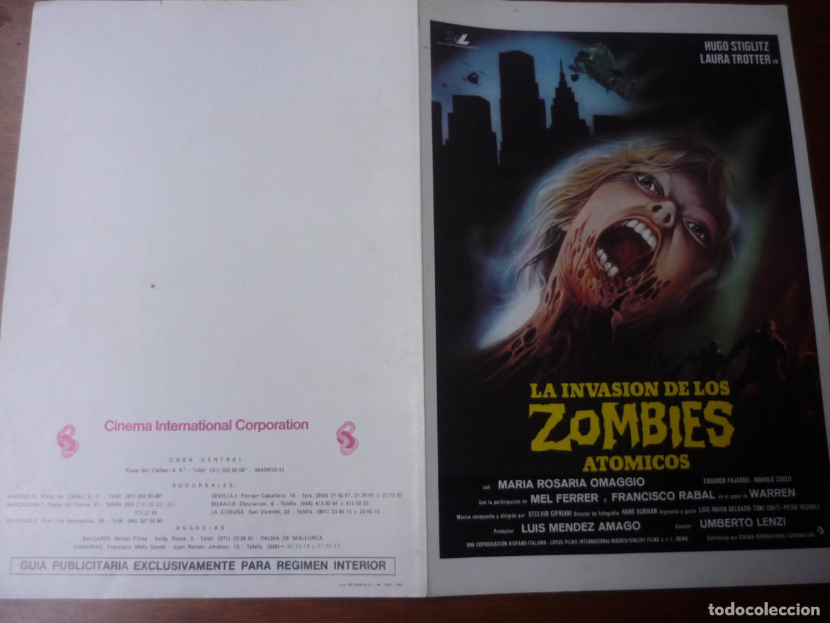 Cine: la invasion de los zombies - guia publicitaria original - maria rosaria omaggio umberto lenzi