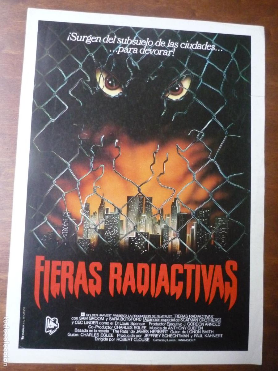Cine: fieras radiactivas - guia publicitaria original - Sara Botsford Deadly Eyes terror lauren films
