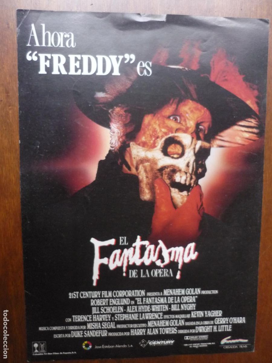 Cine: el fantasma de la opera - guia publicitaria original - robert englund bill nyghy terror