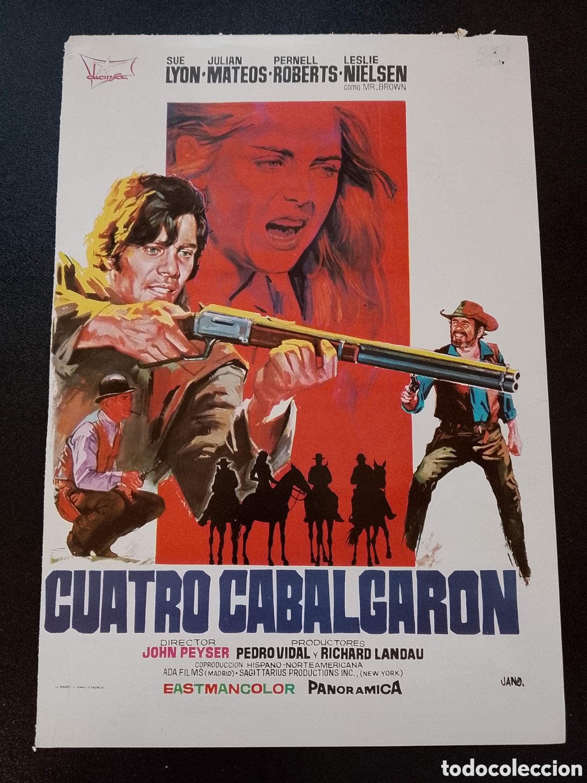 Cine: Cuatro cabalgaron Sue Lyon Julian Mateos Leslie Nielsen GUIA DE CINE ORIGINAL CA86