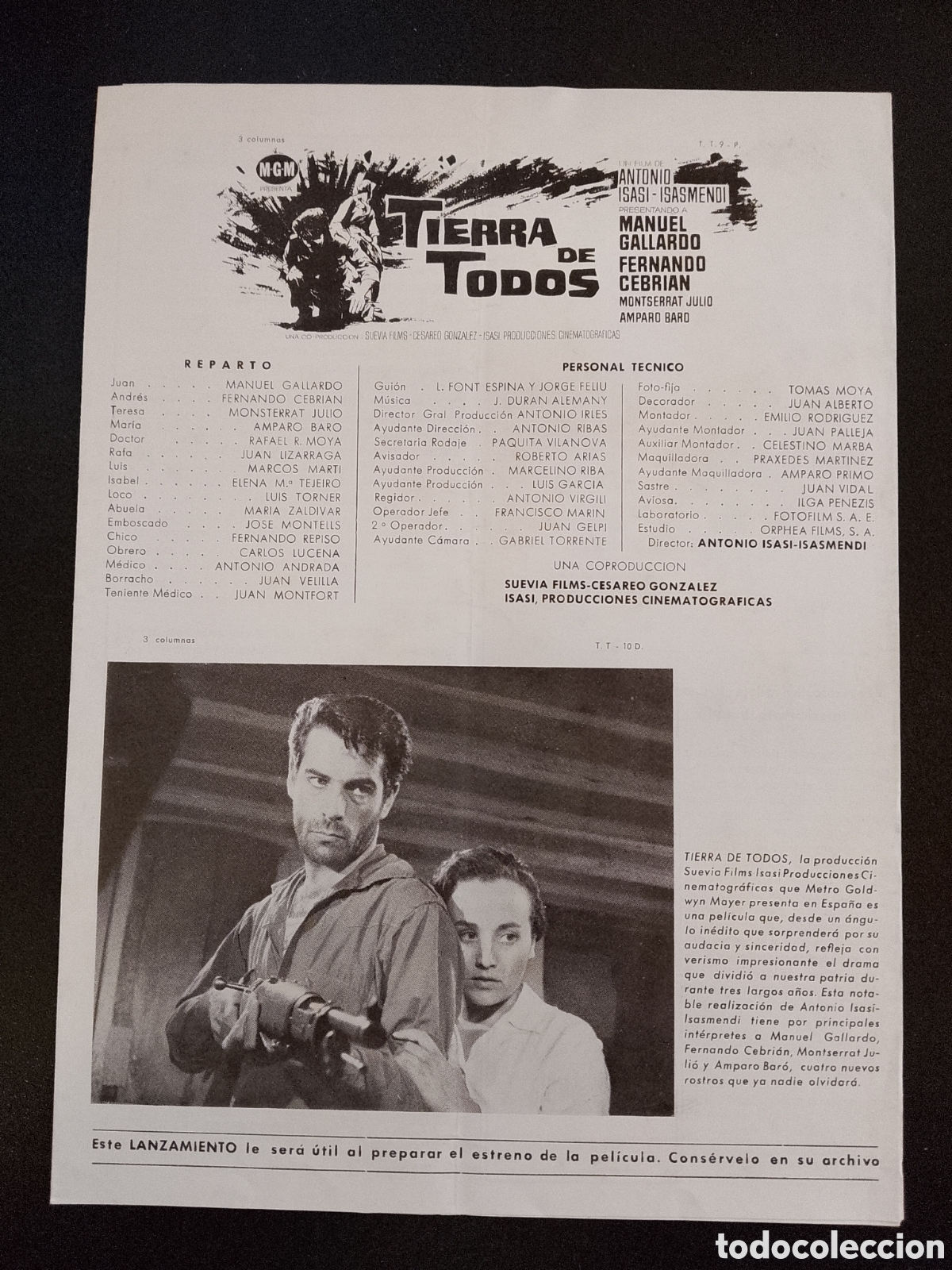 Cine: TIERRA DE TODOS MANUEL GALLARDO FERNANDO CEBRIAN GUIA DE CINE ORIGINAL CA87
