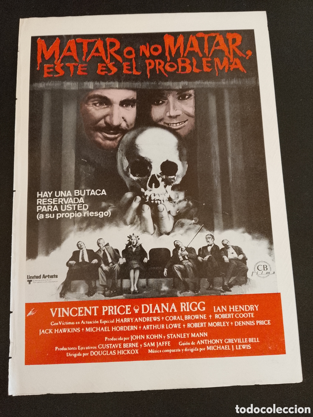 Cine: MATAR O NO MATAR ESE ES EL PROBLEMA VINCENT PRICE DIANA RIGG GUIA DE CINE ORIGINAL CA87