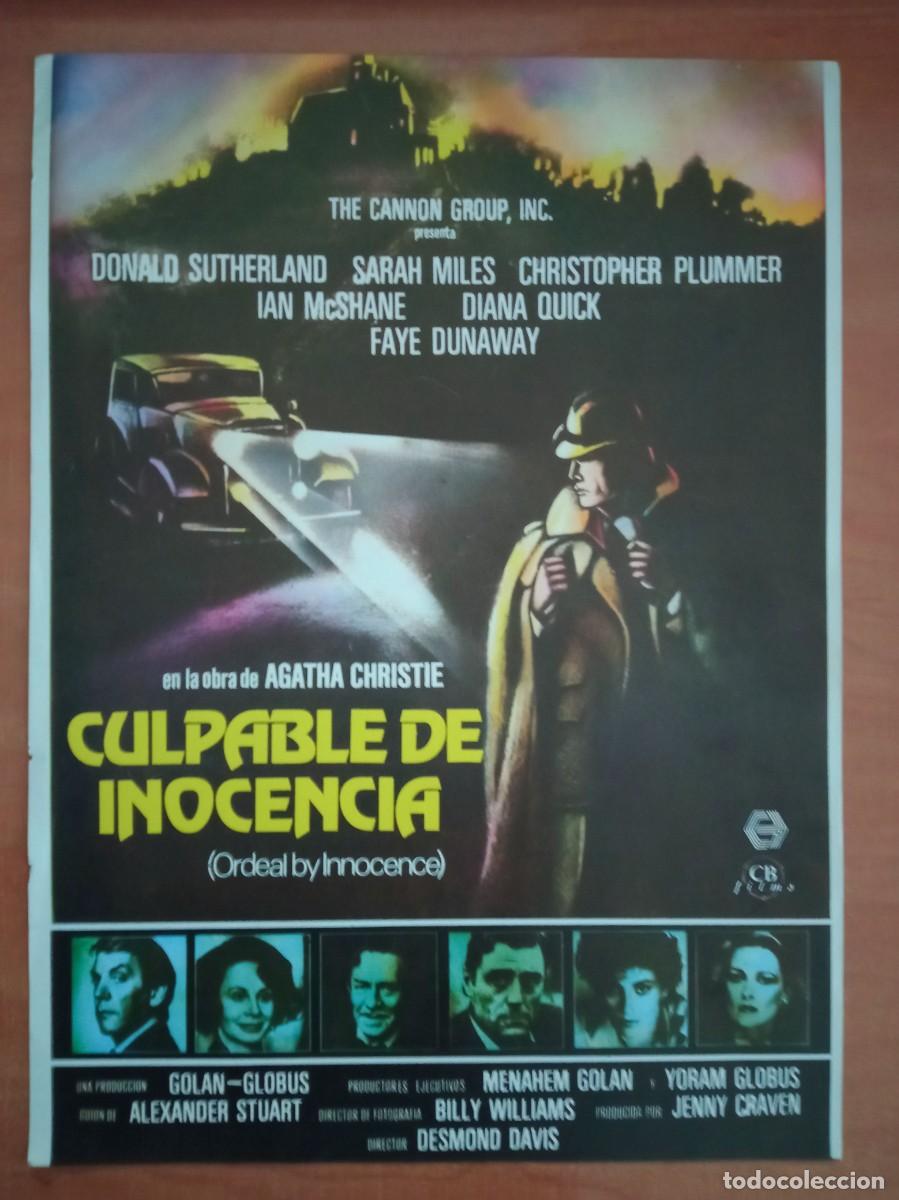 Cine: FOTOCROMO DE CULPABLE DE INOCENCIA, DONALD SUTHERLAND, EN BLANCO POR DETRAS