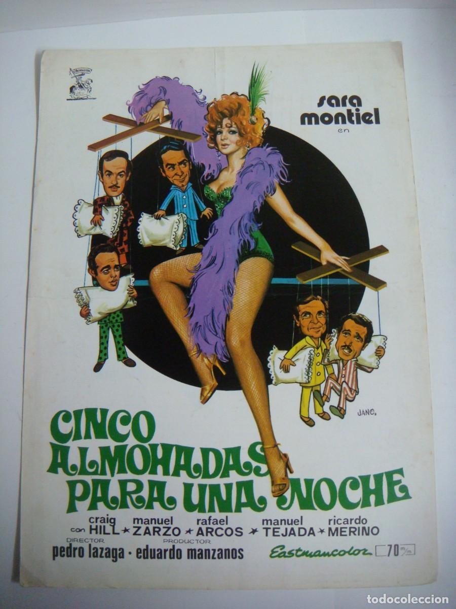 Cine: GUIA PUBLICITARIA DE CINCO ALMOHADAS PARA UNA NOCHE CON SARA MONTIEL-CAR-N&ordm;-1