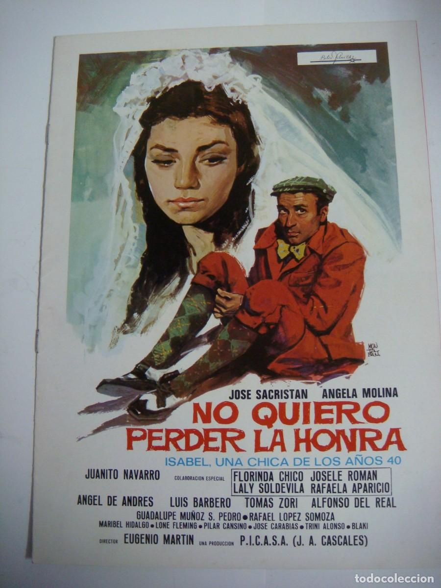 Cine: GUIA PUBLICITARIA DE NO QUIERO PERDER LA HONRA CON JOSE SACRISTAN Y ANGELA MOLINA-CAR-N&ordm;-1
