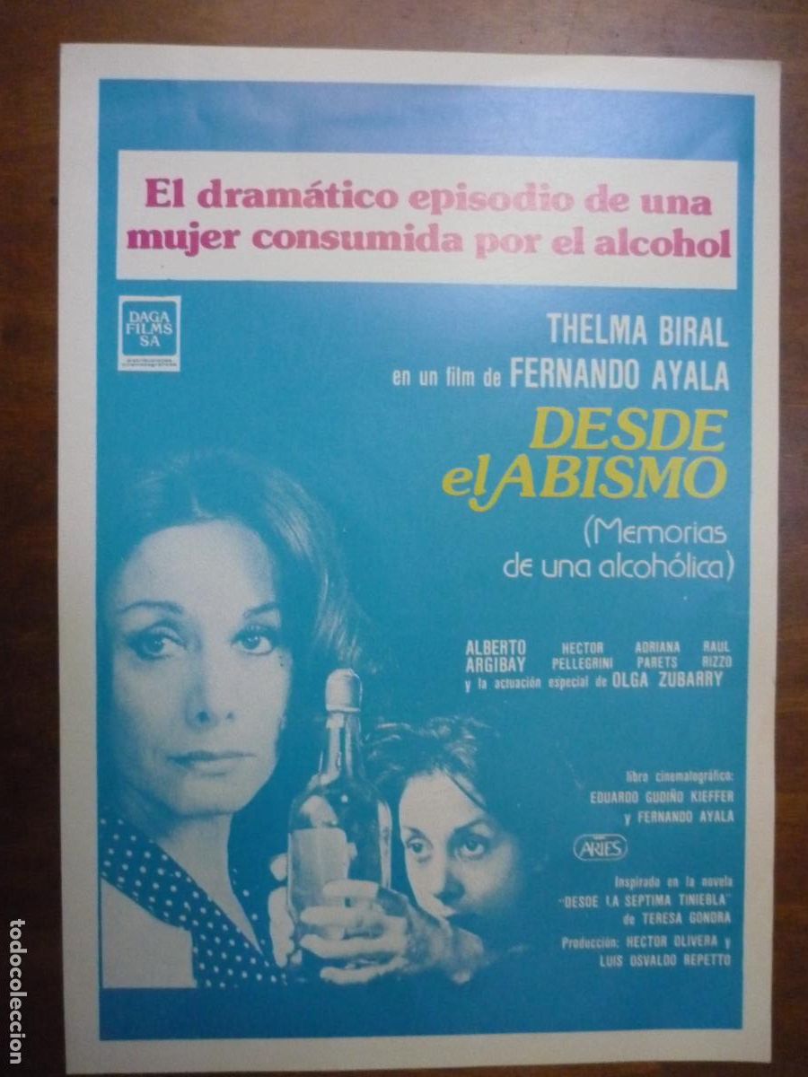 Cine: desde el abismo memorias de una alcoholica - guia publicitaria original - thelma biral