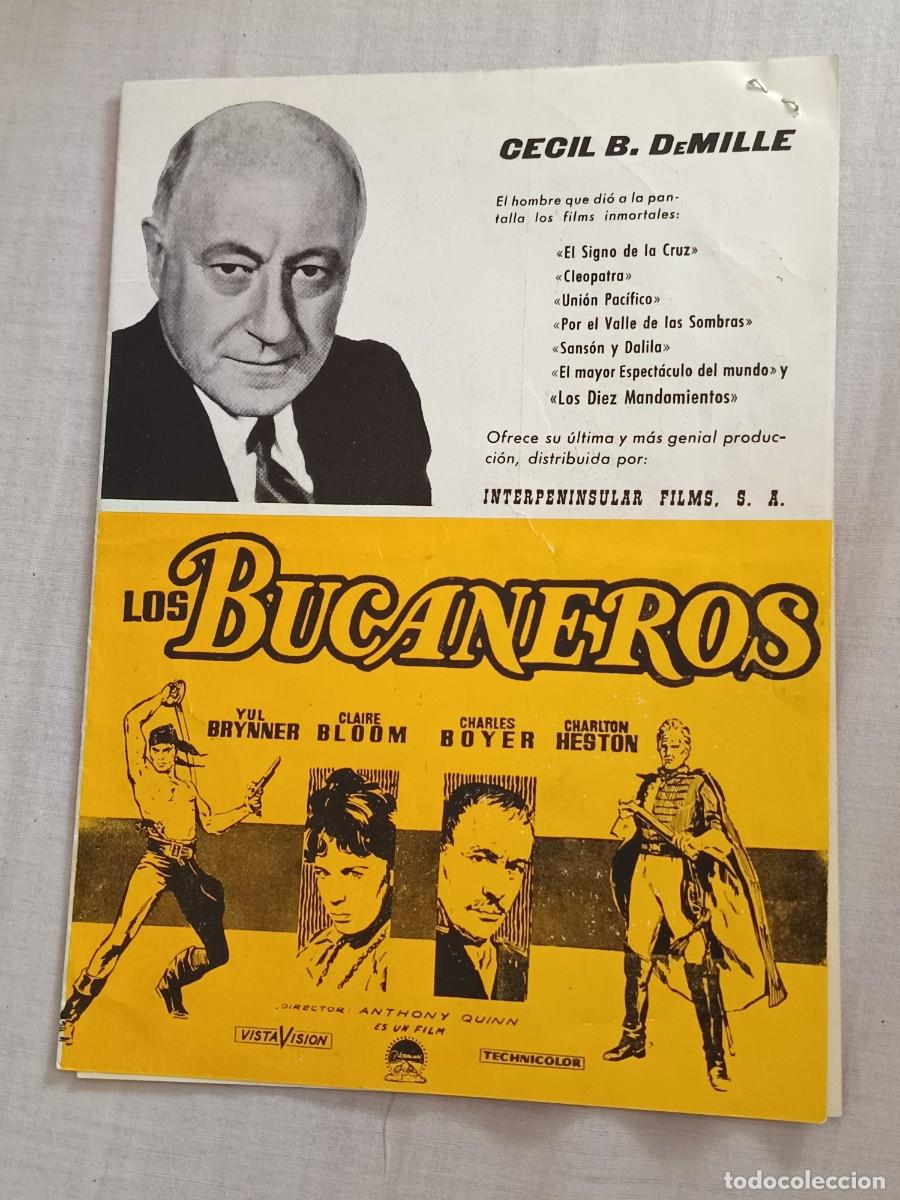 Cine: GUIA DE CINE 8 PAGINAS LOS BUCANEROS YUL BRYNNER CHARLTON HESTON CECIL B.DEMILLE