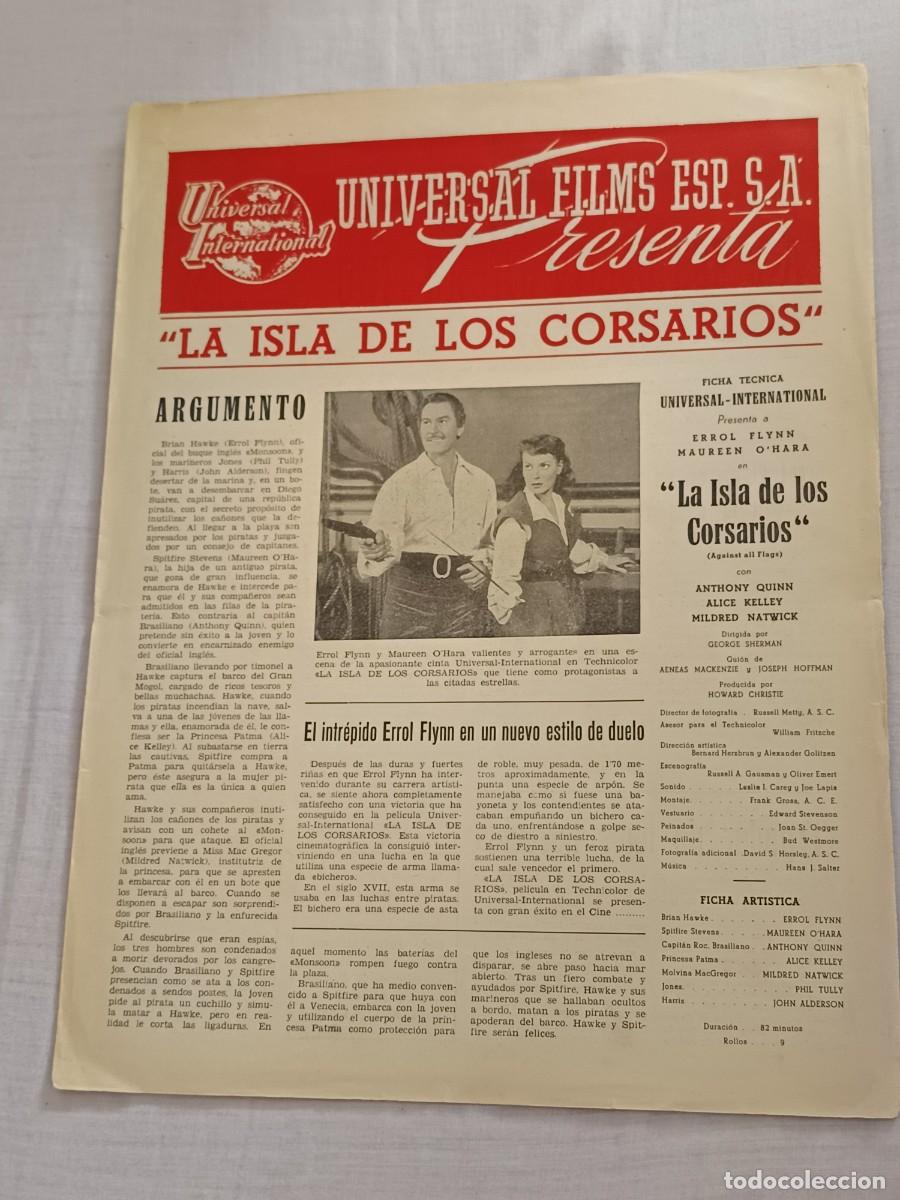 Cine: GUIA DE CINE DOBLE 4 PAGINAS LA ISLA DE LOS CORSARIOS ERROL FLYNN