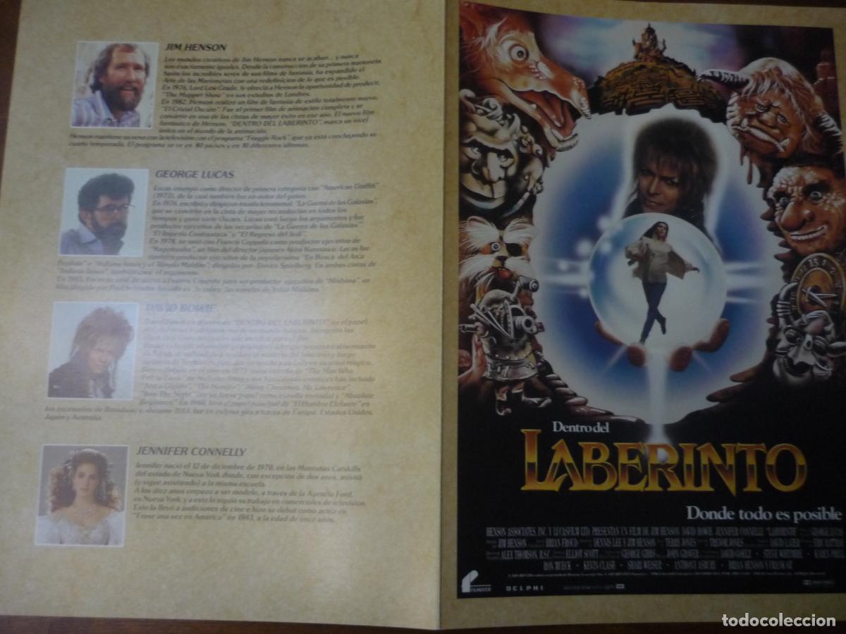 Cine: dentro del laberinto - guia publicitaria original david bowie jennifer connelly labyrinth jim henson