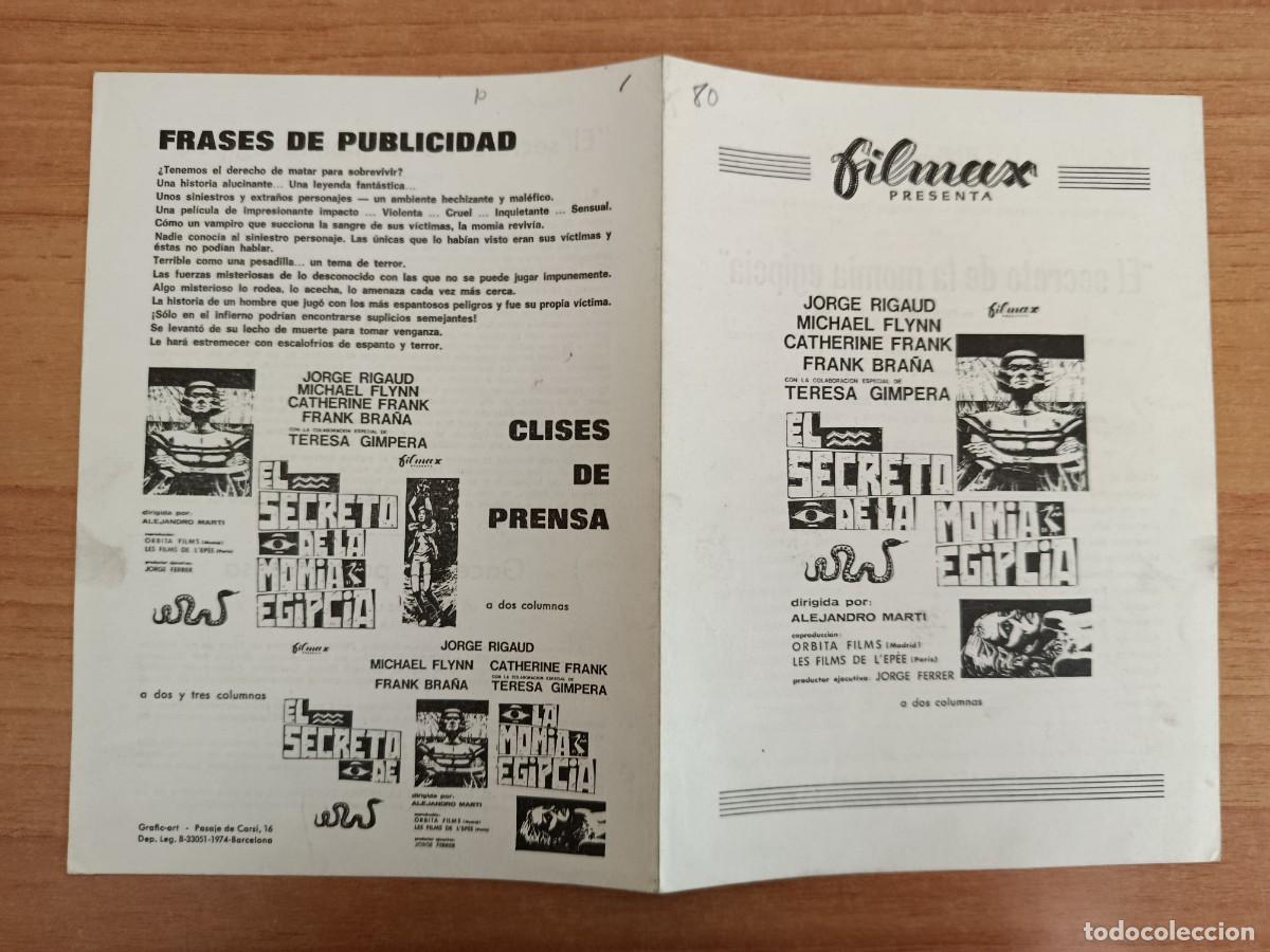 Cine: G35-- GUIA DE LA PELICULA -- HE SECRETO DE LA MOMIA EGIPCIA