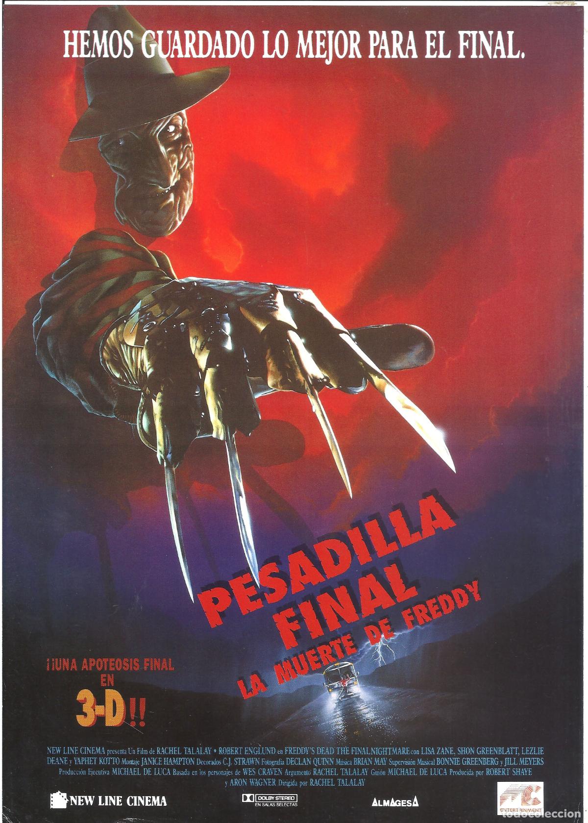 Cinema: G10297 PESADILLA FINAL LA MUERTE DE FREDDY ELM STREET 6 GUIA ORIGINAL SENCILLA ESTRENO h4