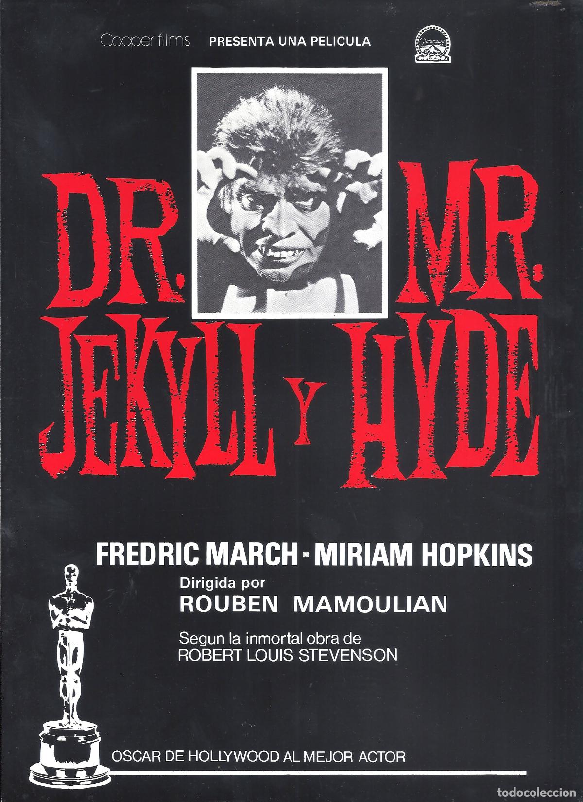Cine: G10300 EL HOMBRE Y EL MONSTRUO DR JEKYLL AND MR HYDE FREDRIC MARCH GUIA ORIGINAL COOPER R-86