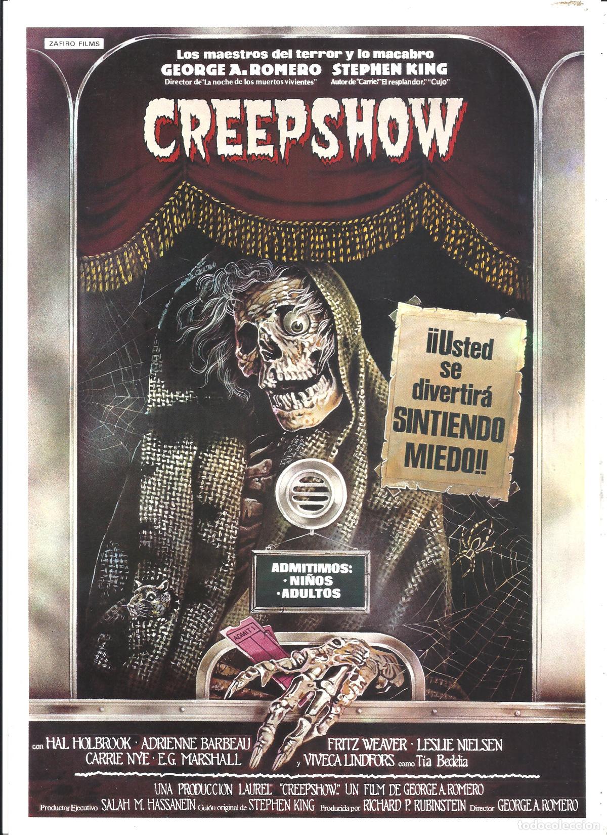 Cine: G10308 CREEPSHOW GEORGE A. ROMERO STEPHEN KING GUIA ORIGINAL ZAFIRO ESTRENO dorso B/N