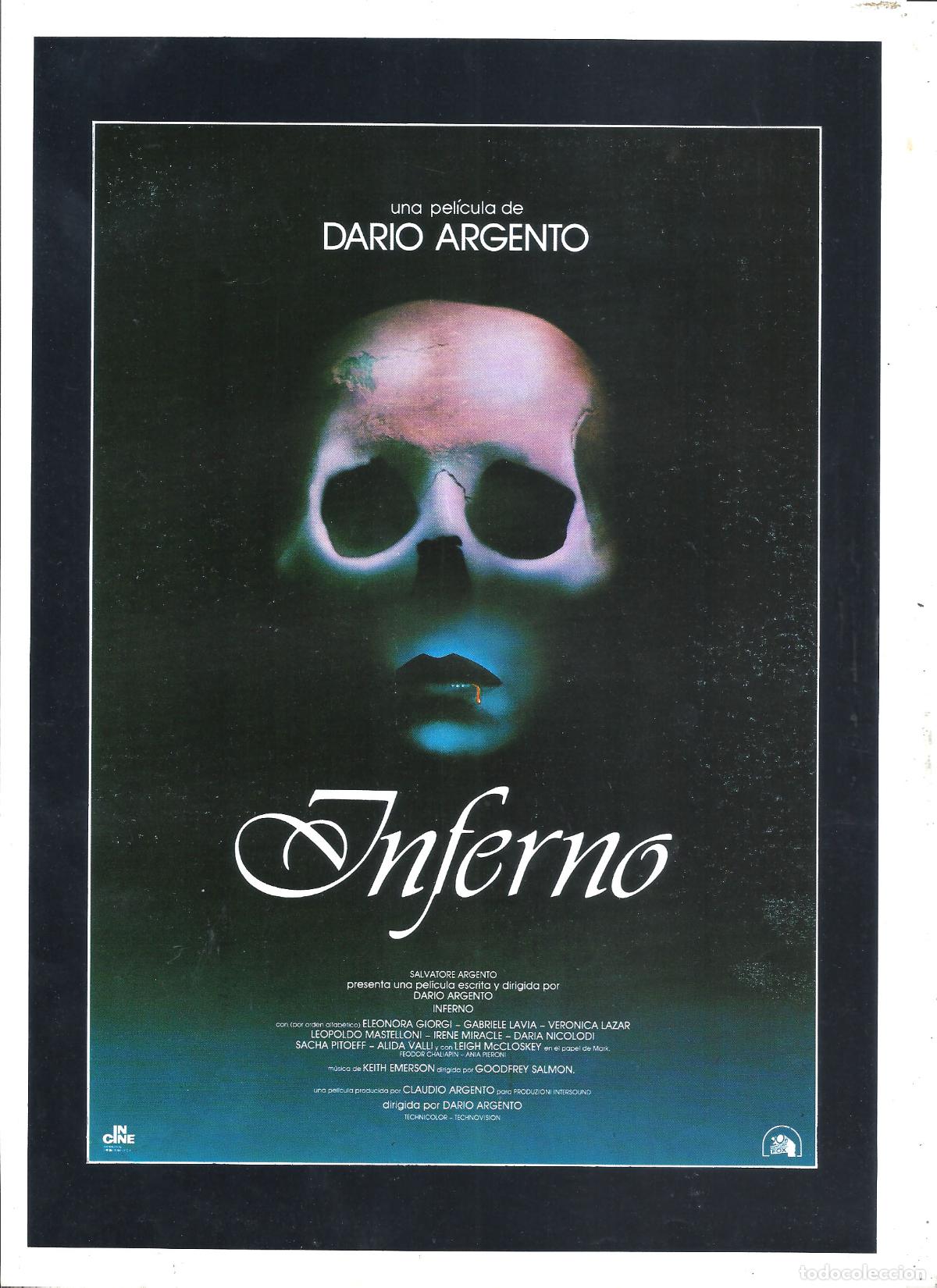 Cine: G10307 INFERNO DARIO ARGENTO GIALLO TERROR GUIA ORIGINAL INCINE ESTRENO