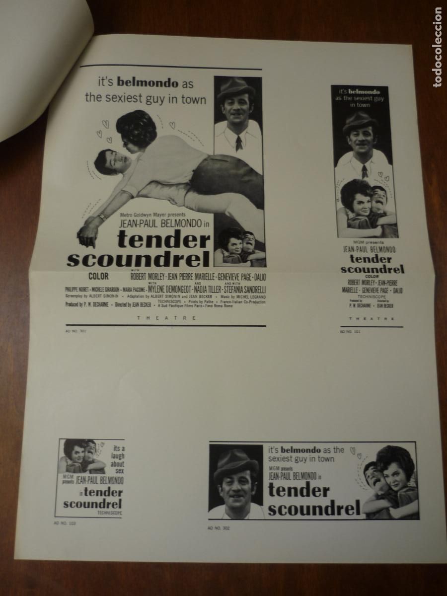 Cine: dulce gamberro simpatico y sinverguenza hojas cliches originales prensa francia jean paul belmondo
