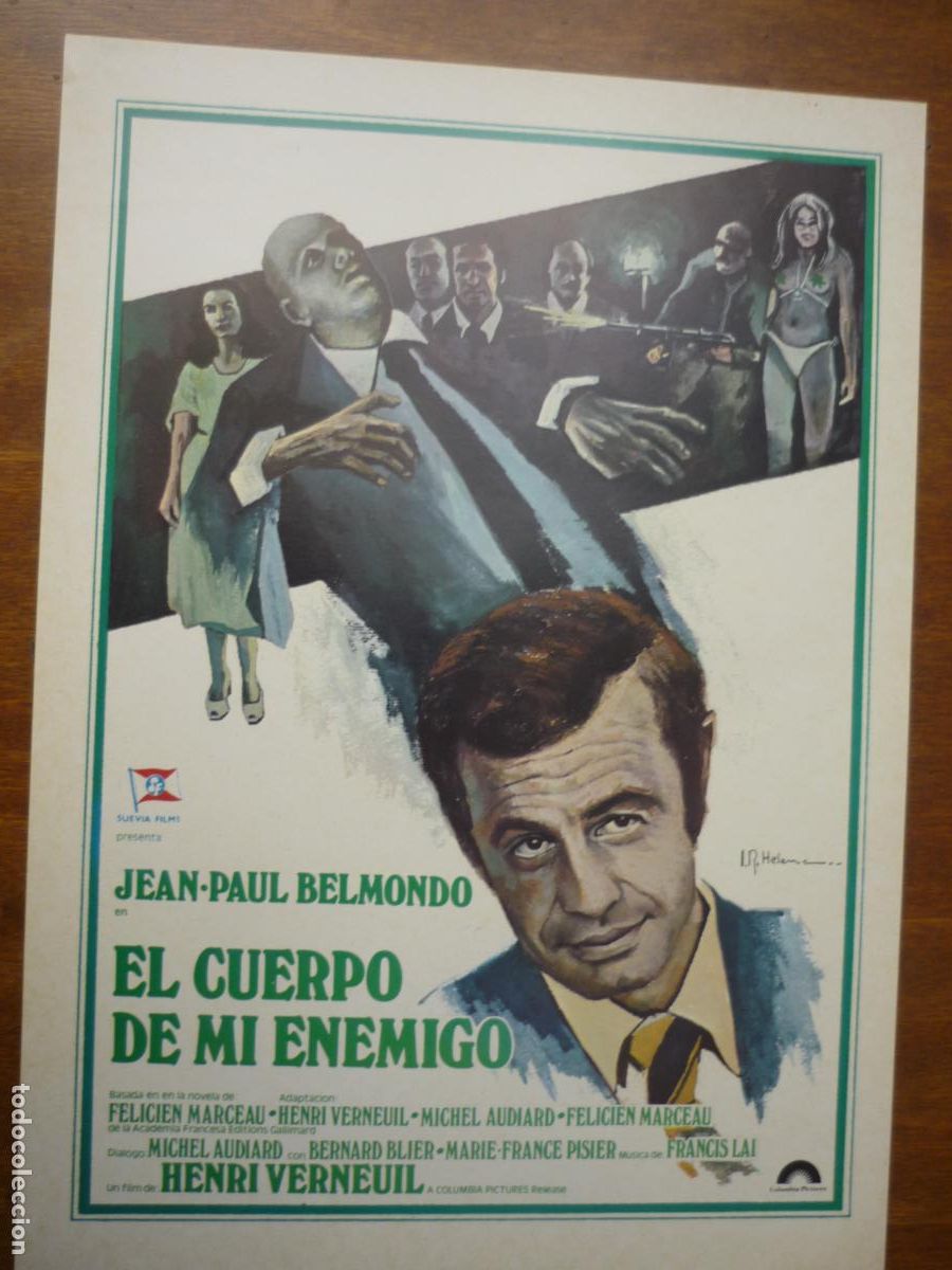 Cine: el cuerpo de mi enemigo - guia publicitaria orig. - jean paul belmondo marie france pisier verneuil