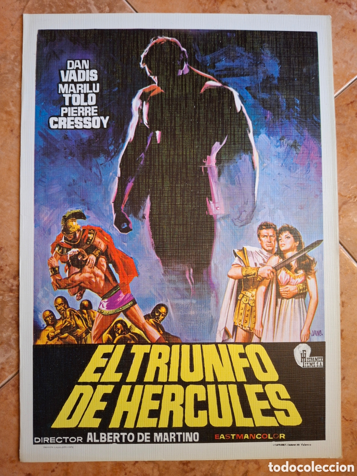 Cine: Programa de mano d&iacute;ptico - EL TRIUNFO DE H&Eacute;RCULES (1964) Dan Vadis - Ilustraci&oacute;n de JANO
