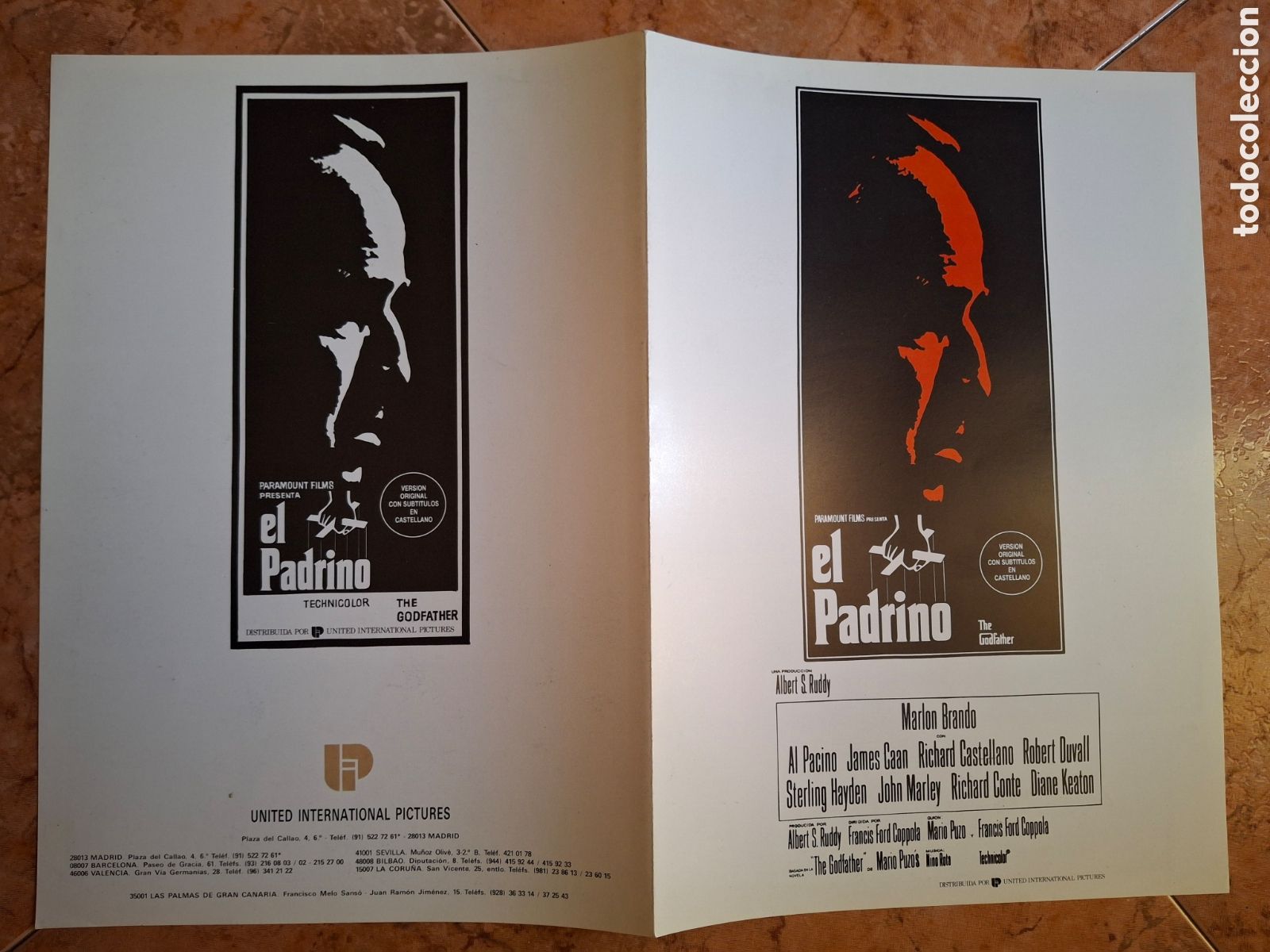 Cine: Gu&iacute;a Publicitaria Original El Padrino (1972) - D&iacute;ptico Desplegable Paramount - Estreno Espa&ntilde;a