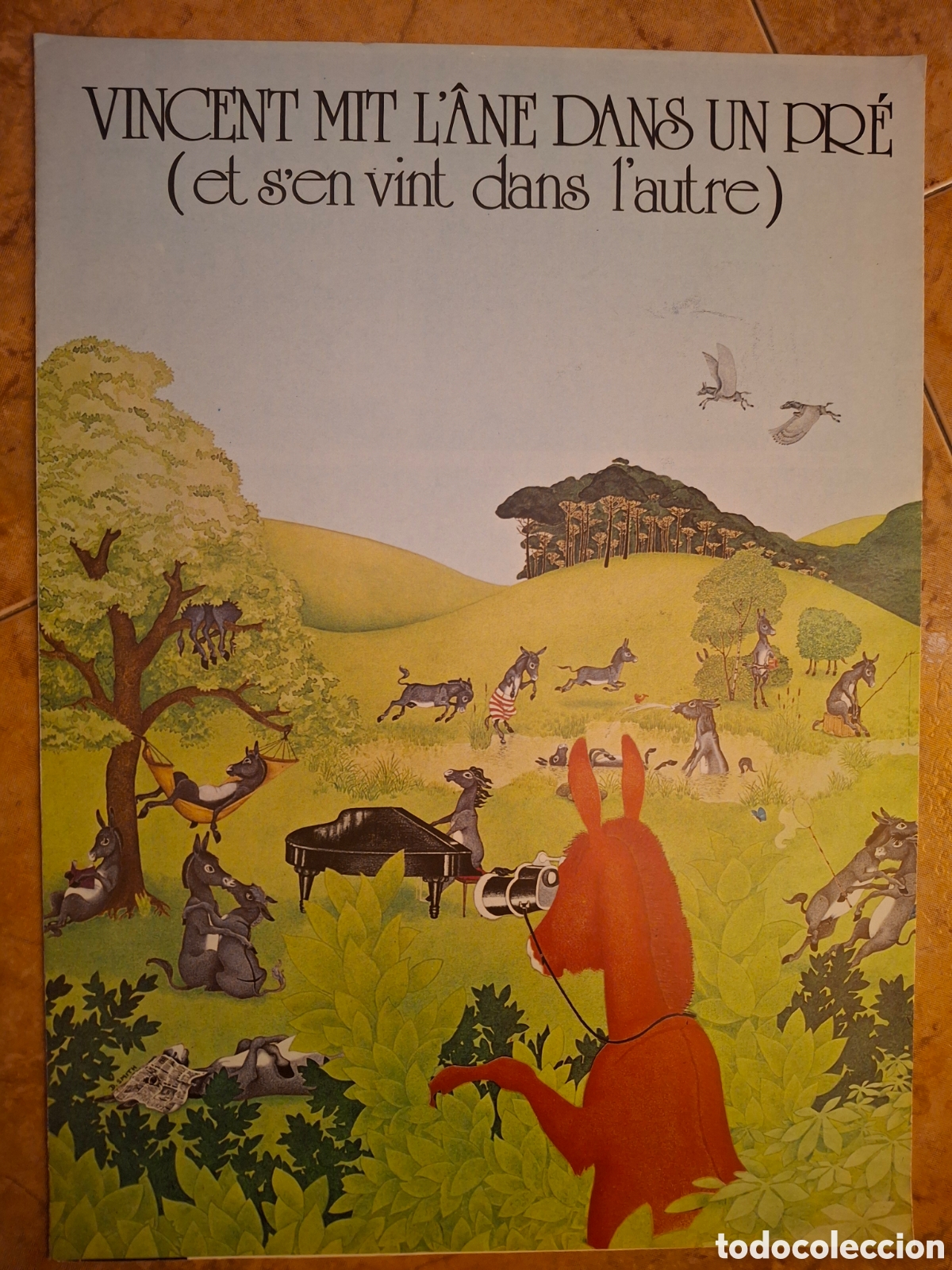 Cine: Dossier Prensa Tr&iacute;ptico Original - VINCENT MIT L'&Acirc;NE DANS UN PR&Eacute; (1975) Pierre Zucca - 4 Idiomas
