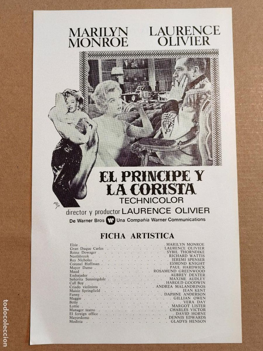 Cine: MARILYN MONROE EL PRINCIPE Y LA CORISTA GUIA DE CINE 1973